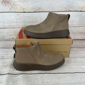 FitFlop F Mode Suede Flatform Womens Sz 9 Zip Ankle Boots Minky Grey